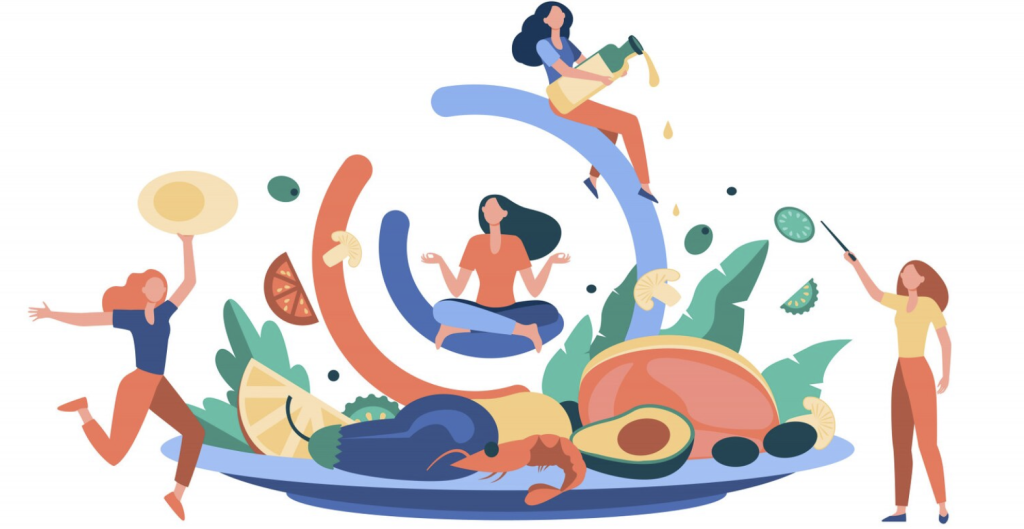 Healthy food concept illustration