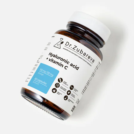 2/Гиалуроновая кислота с витамином C, 60 капсул Dr. Zubareva