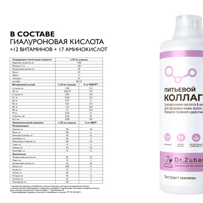 Коллаген Dr.Zubareva Спелая Малина, 1 литр 