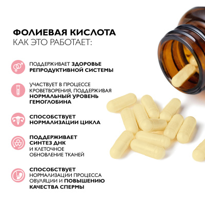 Фолиевая кислота, 60 капсул